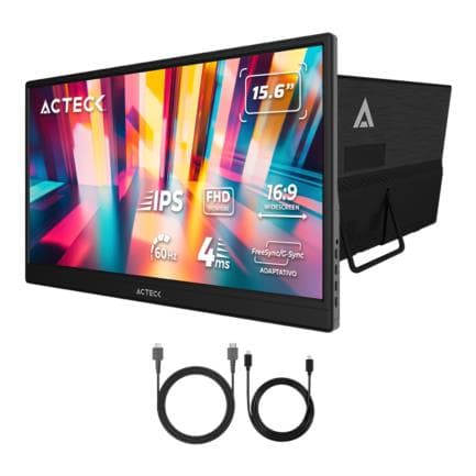 Monitor Acteck 15.6" Portatil Plano IPS LP15Y FHD 60Hz MiniHDMI Base Ajustable Elite Negro